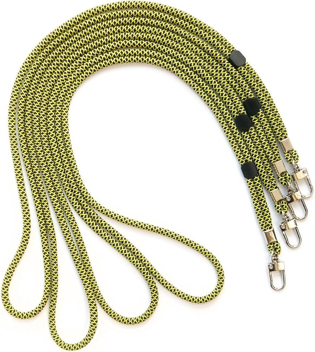 Draagband met Karabijnhaak - Schouderkoord Lanyard - Voorwerpen Meenemen - Verstelbare Lengte - 4 stuks - Zwart-geel
