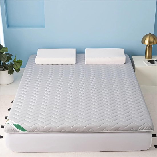 Opvouwbare Futon Matras - Vloer Slaapmat Kamperen - Comfortabel Slapen - Ademende Vierlaagse Structuur - 120 x 200 cm - Grijs — afbeelding 2