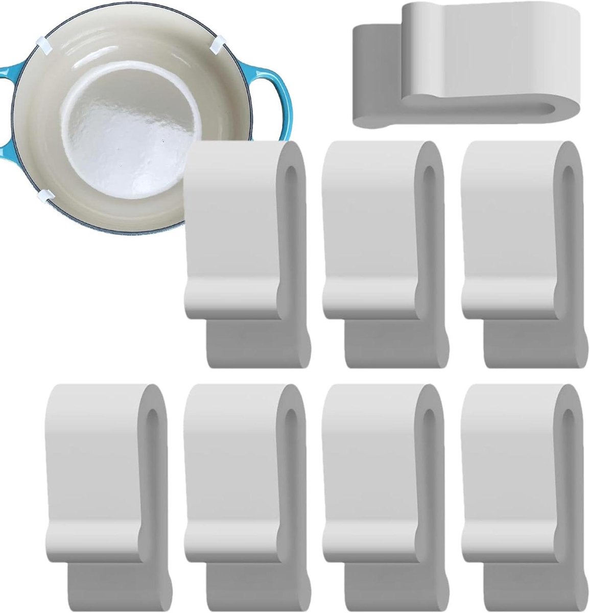 Oven Deksel Clips - Kookgerei Beschermers - Voorkomt Schade - Food-Grade Siliconen - 9 x 9 centimeter - Wit