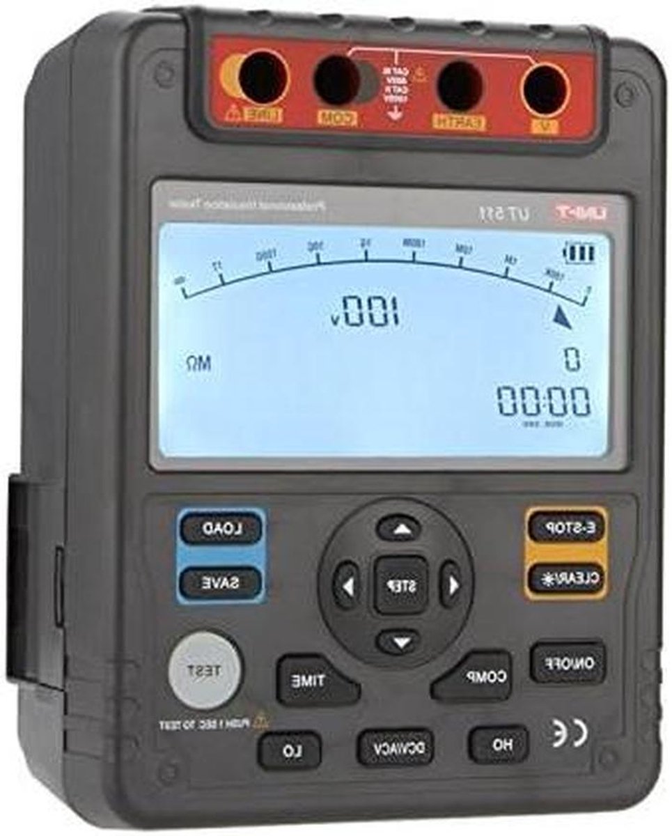 Isolatiemeter - Megger Weerstandsmeter - Elektrische Inspectie - Automatische Bereikselectie - 1000V 10Gohm - Grijs