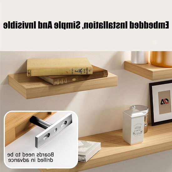 Drijvende Planksteunen, Onzichtbare Plankdragers voor Wanddecoratie, 4 Stuks, Ideaal voor Meubels en Opbergoplossingen — afbeelding 4