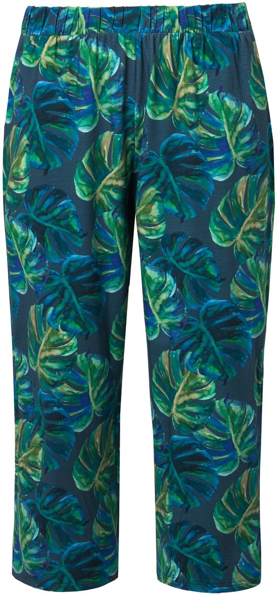 Ulla Popken - Dames - 7/8 jersey-broek patroon rechte pijpen - Marine - Maat 66+