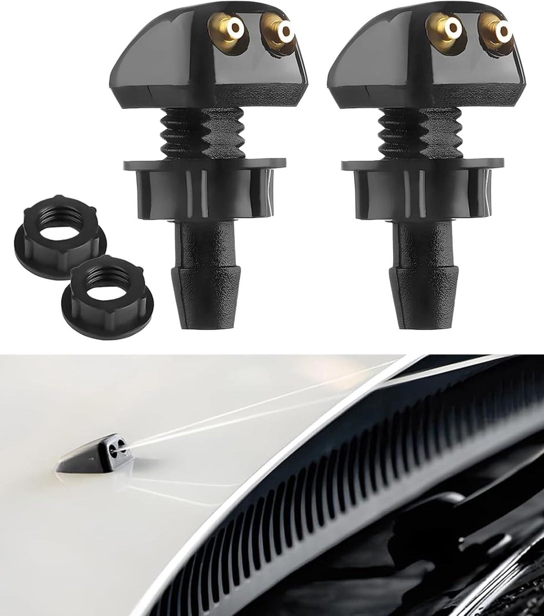 Voorruit Sproeiers - Was nozzles - Auto Reinigen - Verstelbare Kop - 2 Stuks - Zwart