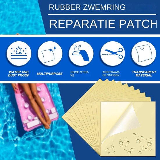 Reparatieset Opblaasbaar - Luchtbed Pleisters - Snelle Reparatie - Zelfklevende Film - 40 Stuks - Transparant — afbeelding 4