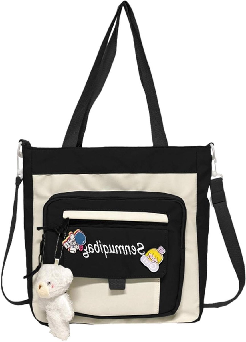 Schoudertas Dames - Tote Tas - Dagelijks Gebruik - Ruim Interieur - 30x33x10cm - Zwart