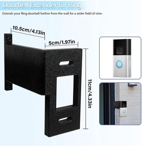 Ring Deurbel Mount - Deurbel Extender Houder - Beveiliging Uitbreiden - 180 Graden Gezichtsveld — afbeelding 5