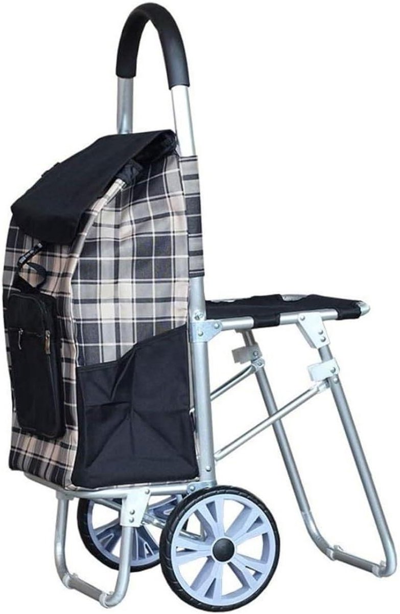 Boodschappentrolley - Winkelwagen - Boodschappen Vervoeren - Groot Draagvermogen - 80 kg - Zwart
