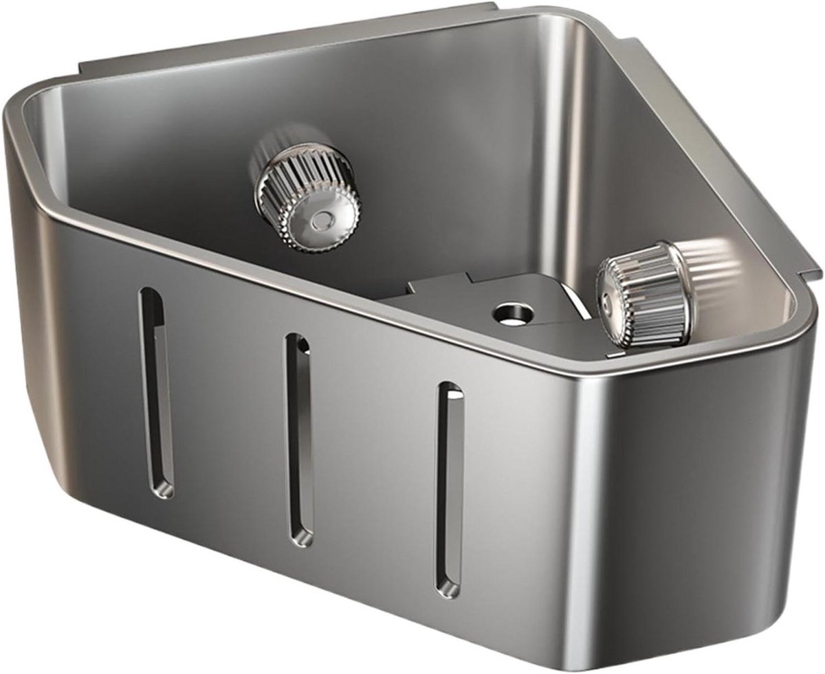 Sponshouder Hoek - Afwas Organizer - Keuken Opbergen - Sterke Zuignap - 9x14x9 cm - Zwart