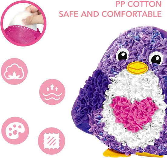 DIY Kussen - Knuffel Maken - Creatief Knutselen - Naadloos Ontwerp - 30 x 19 x 8 cm - Pinguïn — afbeelding 4