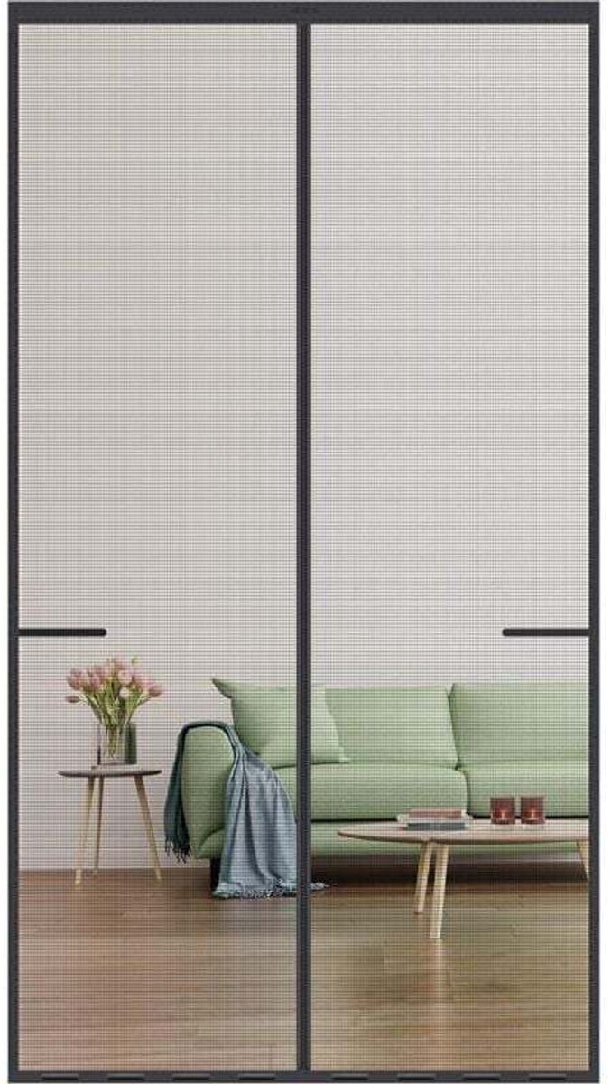 Zwart magnetisch muggennet geschikt voor deuren, 90 x 210 cm, insectenwerend, geschikt voor binnen- en buitengebruik.