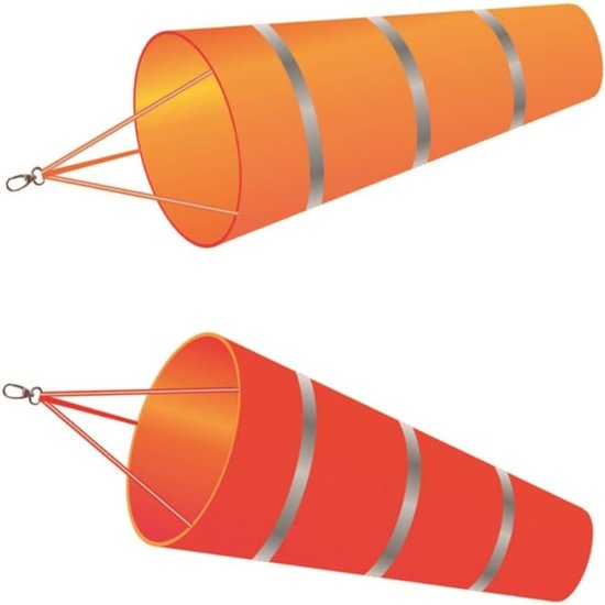 Windzak Meet Instrument - Windzak Windmeter - Windrichting Meten - Reflecterende Riem - 60 cm - Oranje Grijs — afbeelding 4