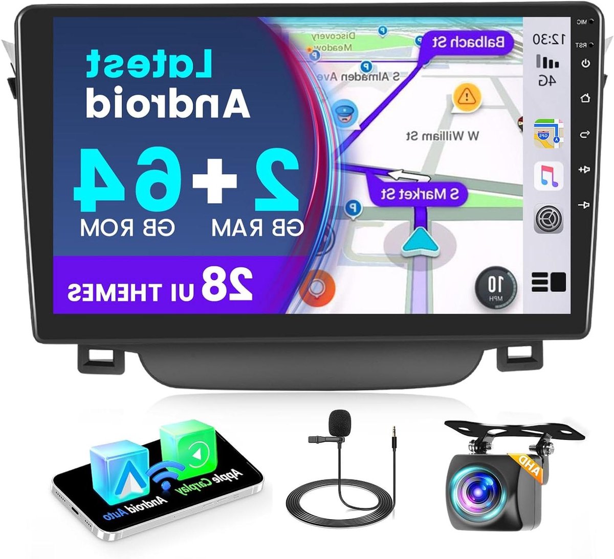 Autoradio Android - Carplay Radio - Auto Navigatie - Met Touchscreen - Onbekend formaat - Zwart