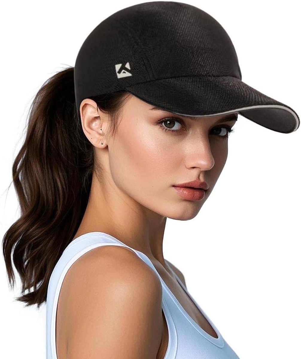Baseball Cap - Dames Cap - Bescherming Tegen Zon - Met Paardenstaart Opening - One Size - Zwart