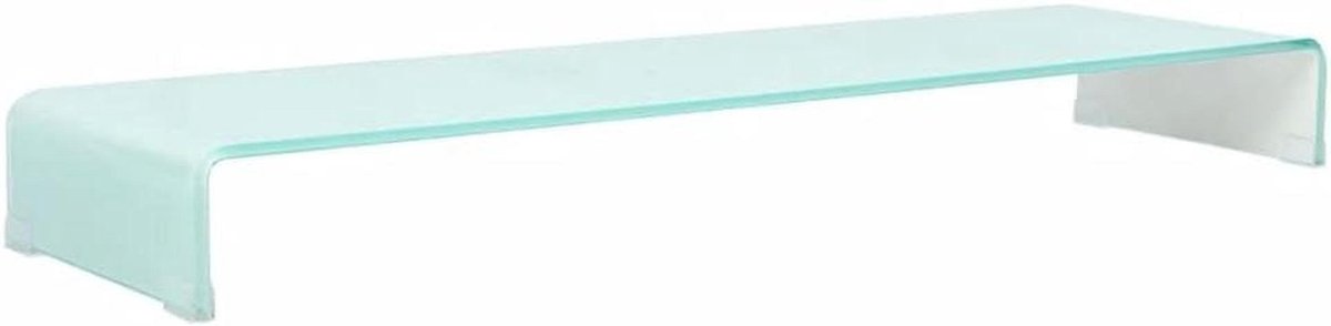 Glazen Schermverhoger - Tv Meubel - Bureau Organisatie - Gehard Glas - 120x30x13 cm - Wit