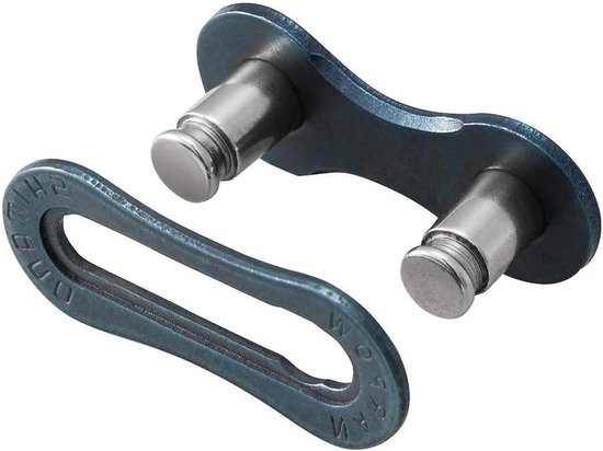 Blauwe stalen ketting-sluitschakel voor fietsen met 6-8 versnellingen, inclusief pinnen.