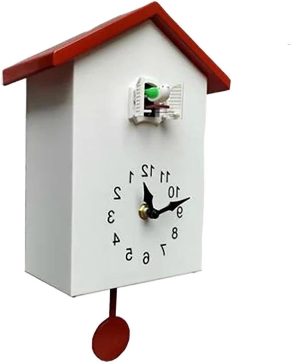Koekoeksklok - Wandklok - Woonkamer Decoratie - Stille Werking - 10 inch - Wit