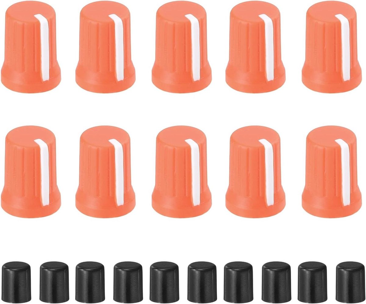 Potentiometer Knoppen - Draaikoppen Rubber - Audio Instellen - Universele D-as Pasvorm - 10 Stuks - Oranje Wit