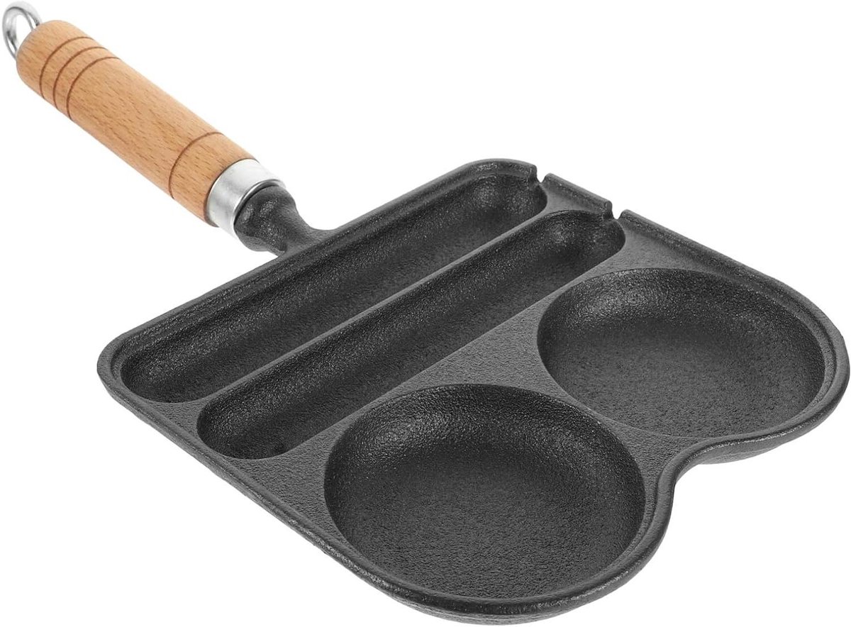 Verdeelde Koekenpan - Ontbijt Pan - Eieren Bakken - Anti-aanbaklaag - 18 cm - Zwart