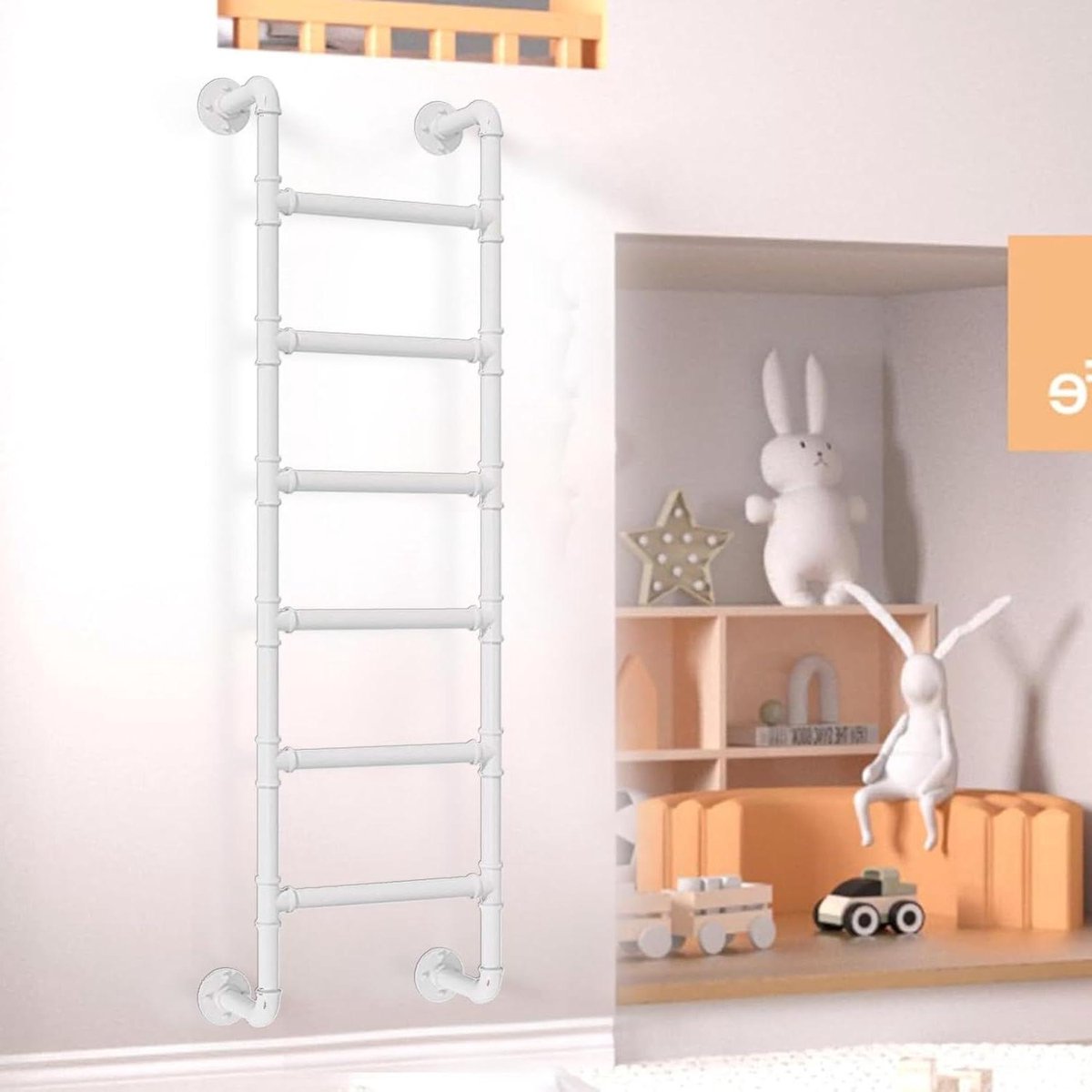 Metalen Stapelbedladder - Zolder Trap - Veilig Klimmen - Wandmontage Ruimtebesparend - Tot 300 cm - Wit
