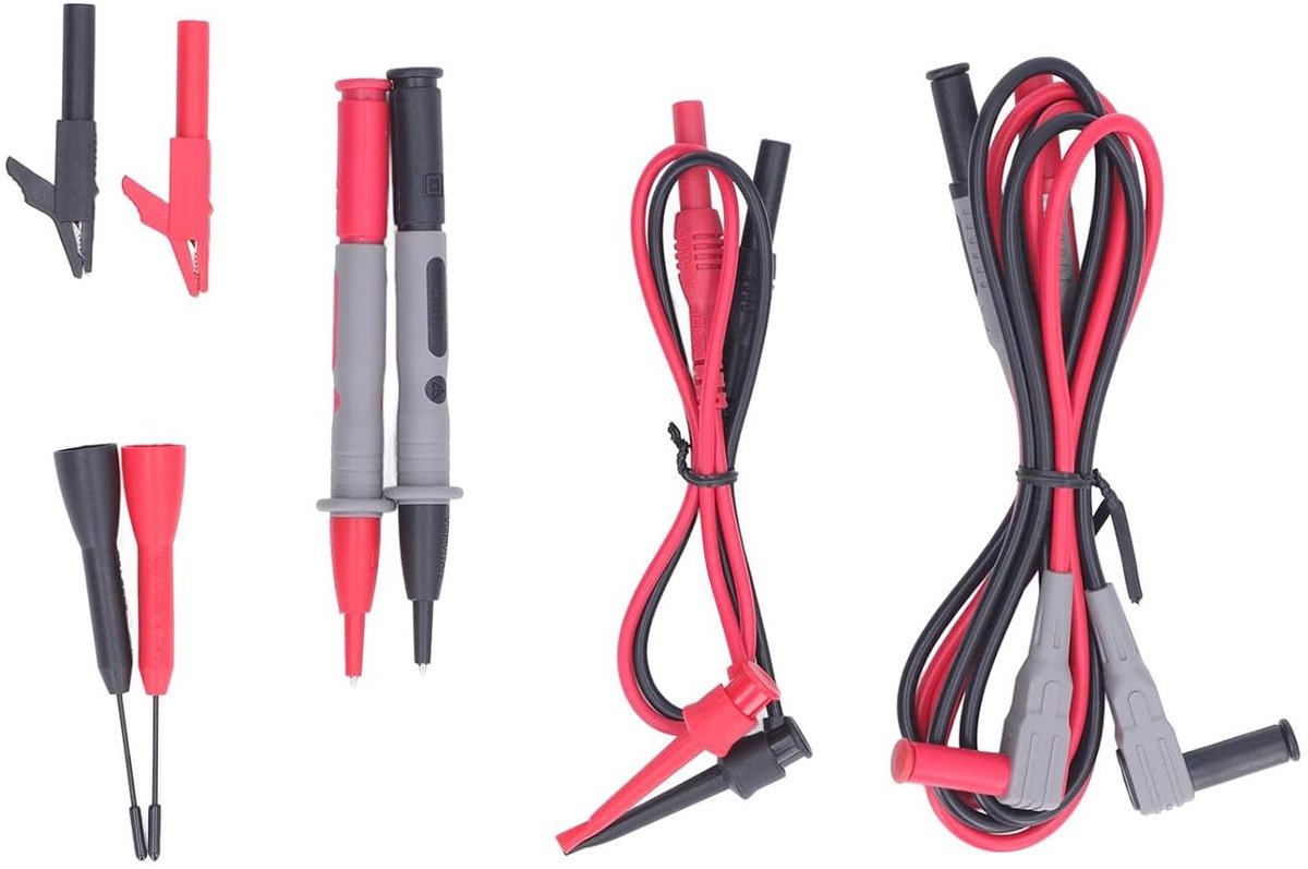 Testkabelset Multimeter - Meetkabels - Elektrische Metingen - Dubbele Isolatie - 10 Stuks - Rood/Zwart