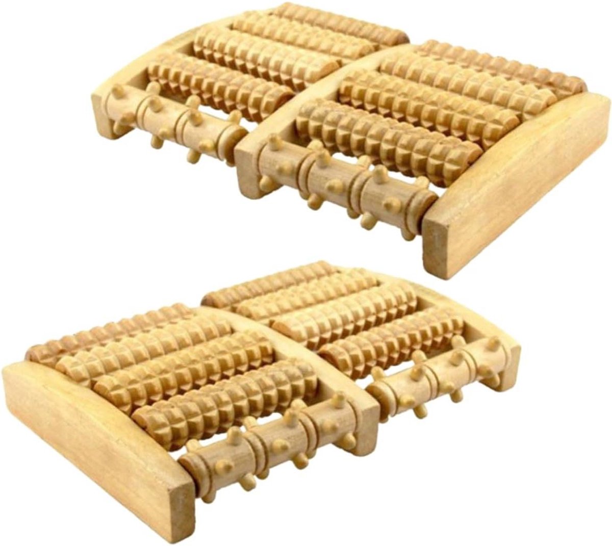 Voetmassage Roller - Houten Massager - Stressverlichting - Natuurlijk Hout - 27 x 17 x 5 cm - Khaki