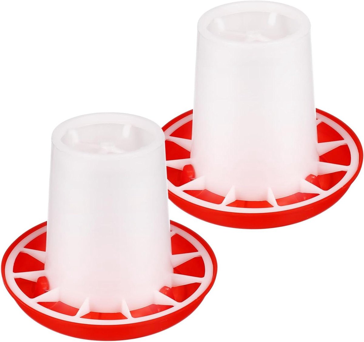 Kippenvoer en Waterbak - Voerdispenser Pluimvee - Voeren van Pluimvee - Stevig Kunststof Materiaal - 2 stuks - Rood