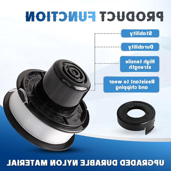 Trimmerdraad Spoel Ø1.65mm voor Diverse Tuingereedschappen, Geschikt voor GL250, GL310, GL360 en CST500, Lengte 6.1m met 4 Spoelen, 1 Deksel en 1 Veer — afbeelding 3