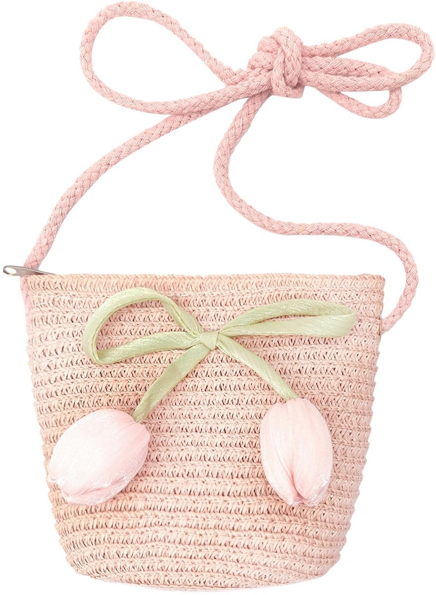 Dailygoody - Schoudertas voor Meisjes - Bloemen - Boho Ontwerp - Roze - Handtas voor Kinderen - Perfect voor Vakanties en Strand