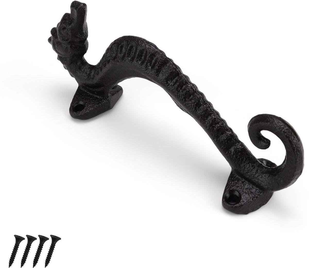 Dailygoody - Deurhandgrepen - Vintage stijl - 170mm - Zwart - Zeepaardvorm - Perfect voor meubels en tuin - Cast iron uitstraling