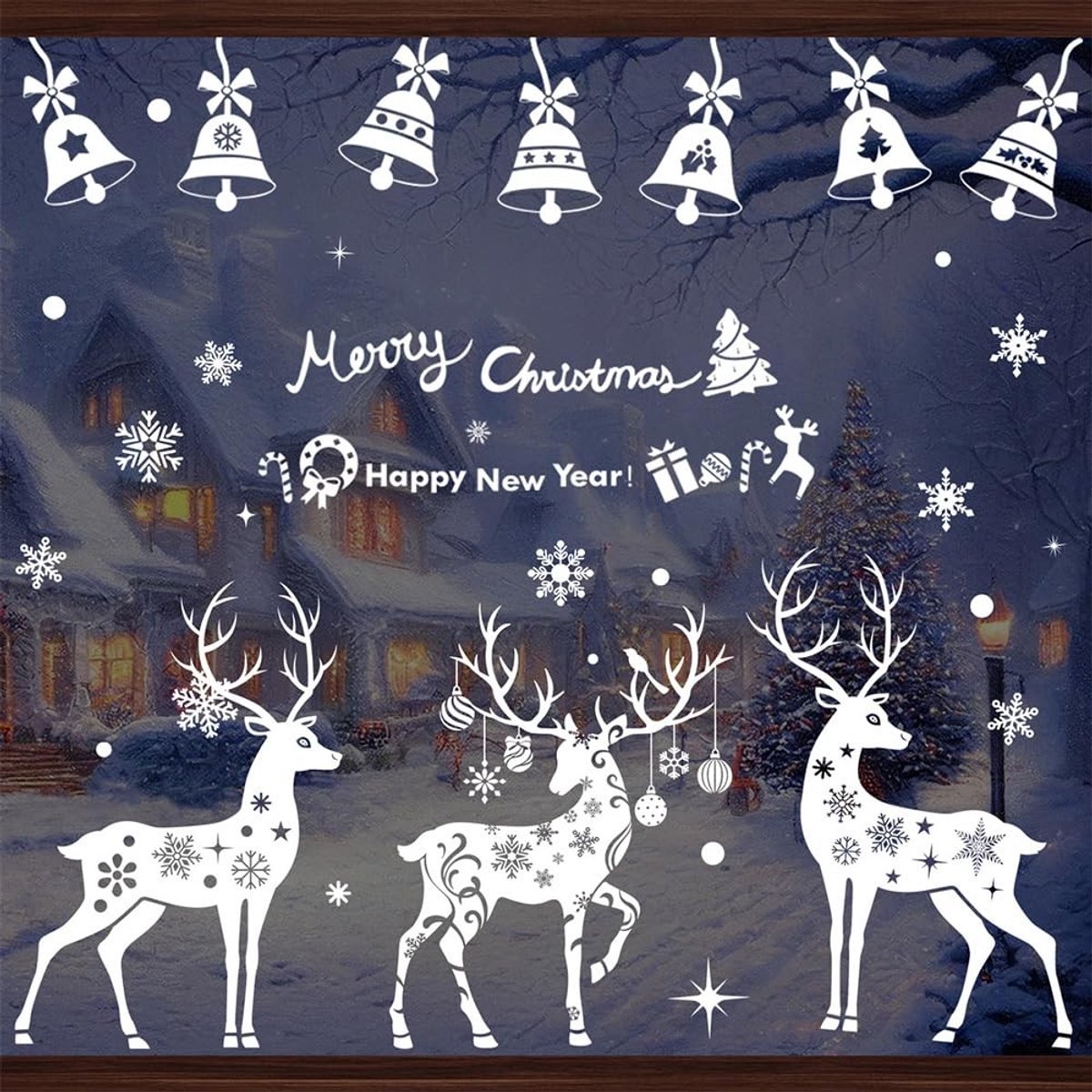 Dailygoody - Kerstvensterstickers - Roodhert - Dubbelzijdig - 30x20cm - Decoratie voor Kinderen - Kerstvensterdecoratie