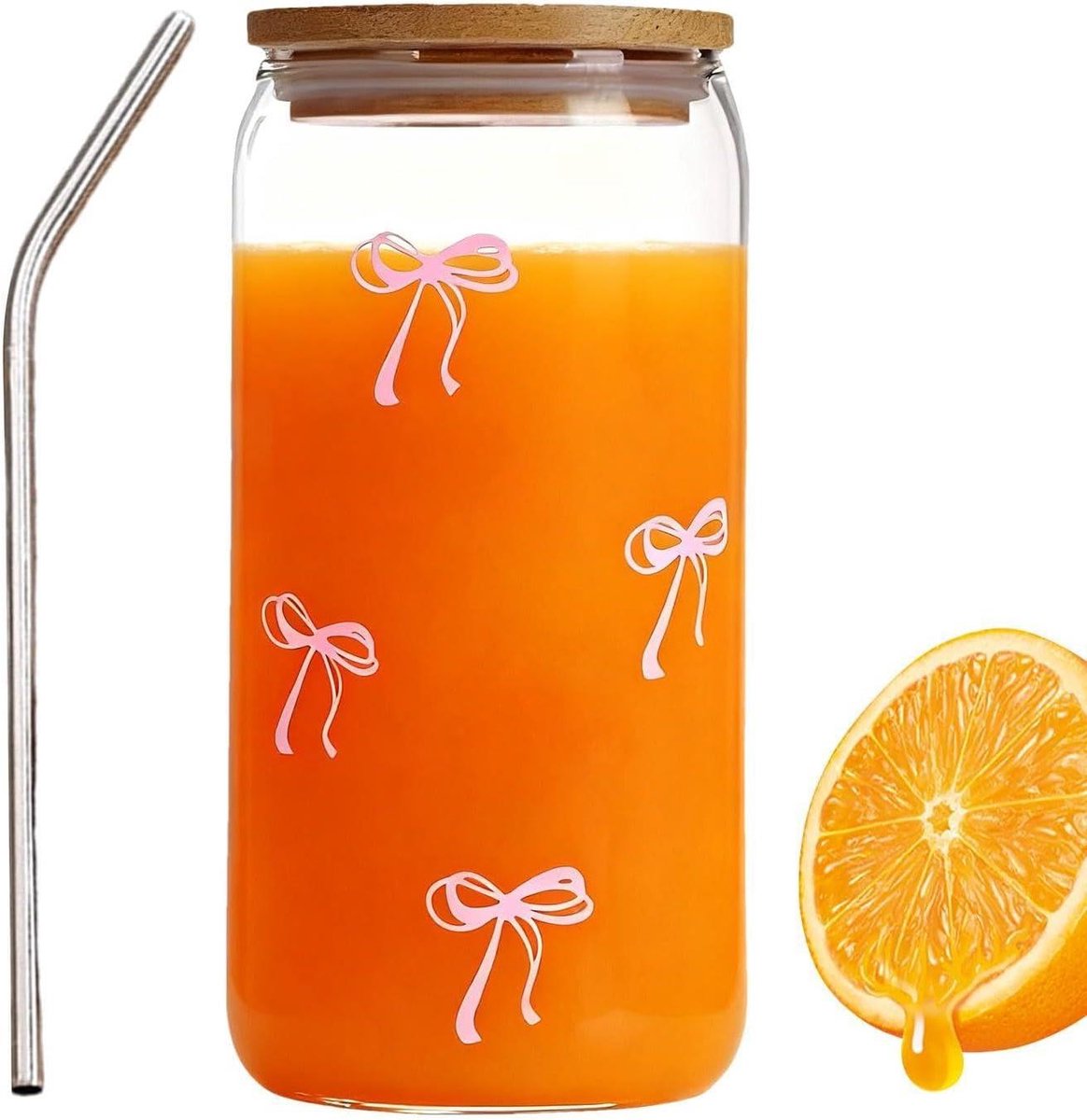 Glazen Bekers - IJskoffie Glazen - Thuisgebruik - Met Strikdesign - 500 ml - Helder