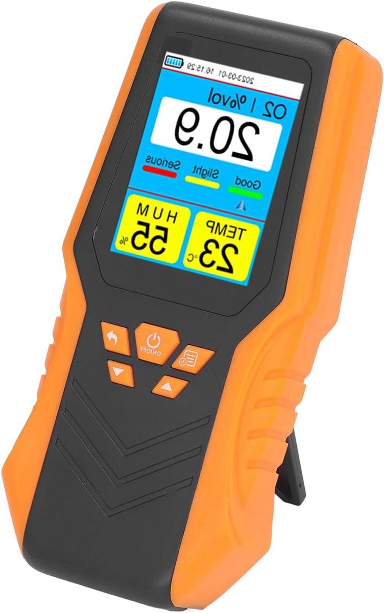 Zuurstofmeter met display - Draagbare meter - Omgevingsmonitoring - Hoge nauwkeurigheid - 0-30% Vol - Zwart