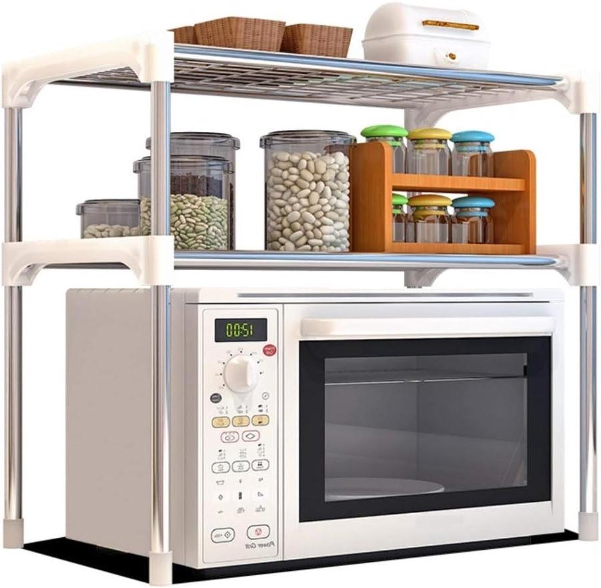 Magnetronrek met niveaus - Keuken organizer - Keuken opbergen - Hoge stabiliteit - 56 x 30 x 50 cm - Grijs
