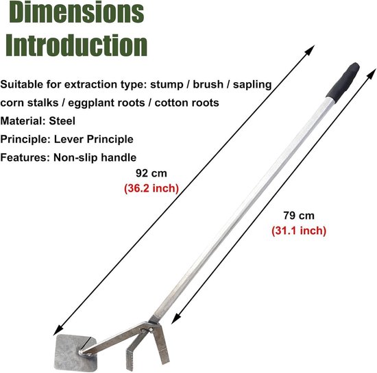 Boomstamtrekker - Wortelverwijderaar - Tuinonderhoud - Hefboomontwerp - 79 cm - Zwart — afbeelding 5