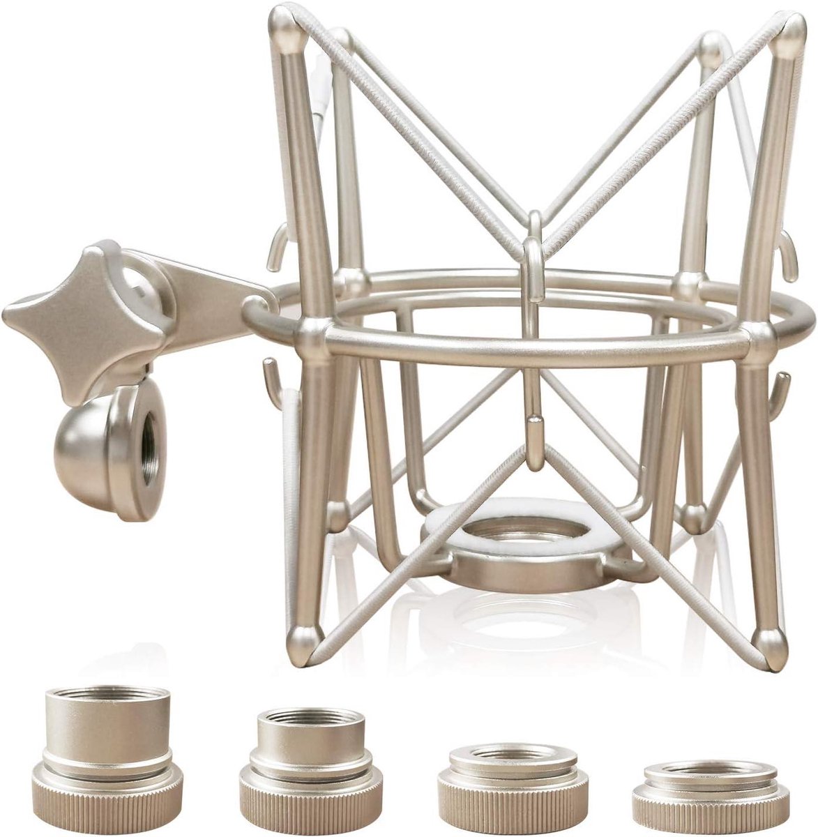 Microfoon Houder - Spider Mount - Opname Geluid - Anti Vibratie - Compact Formaat - Zilver