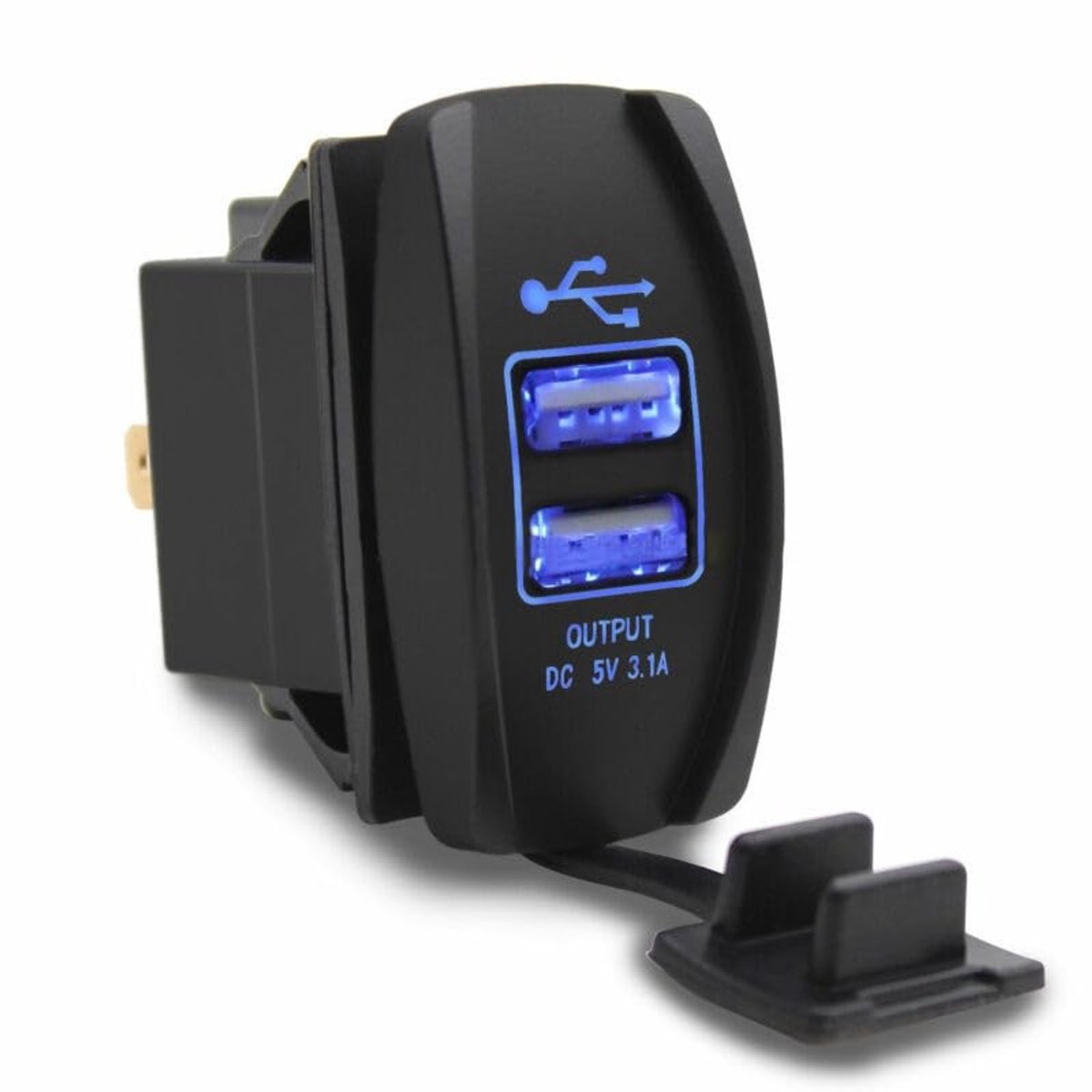 Dailygoody - Stopcontact - USB-stopcontact - Waterdicht ontwerp - Zwart - Geschikt voor motorfiets en auto - 3,1 A uitgangsstroom