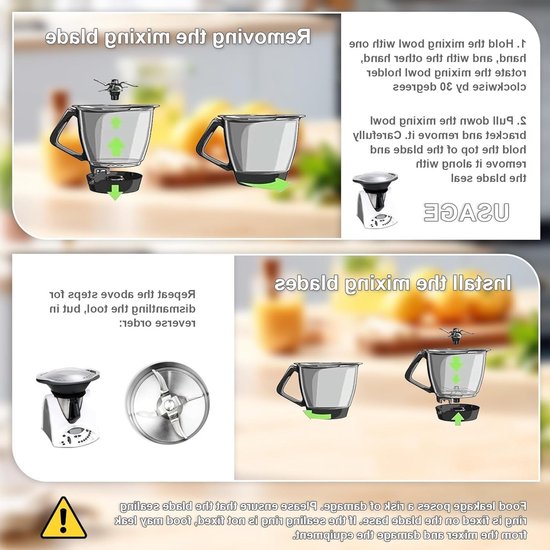 RVS Vervangingsmes voor Thermomix TM31 met Afdichtring, Keukenmachine Onderdelen voor Efficiënt Mixen en Snijden van RVS — afbeelding 4
