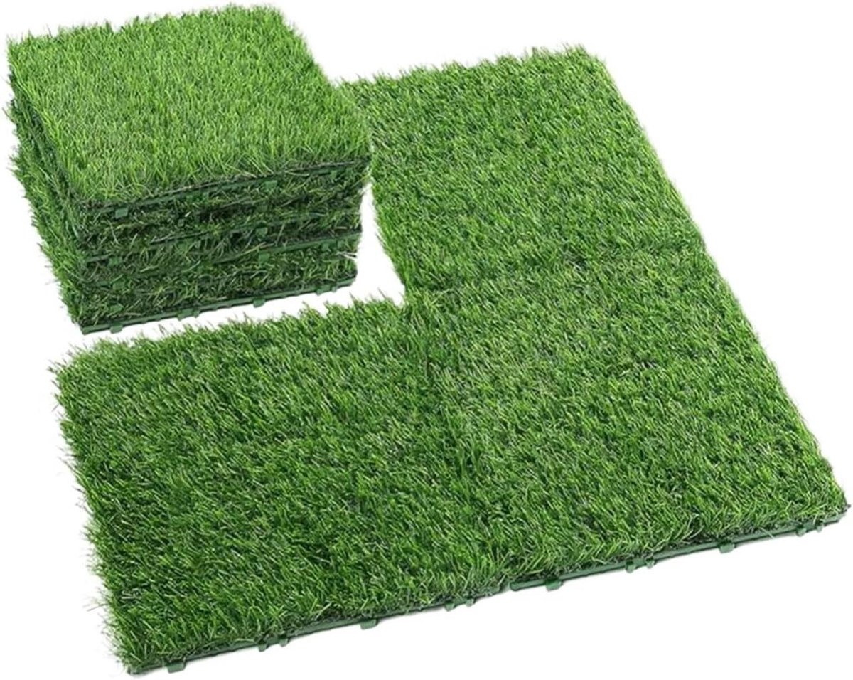 Kunstgras Tegels - Nep Gras Matten - Buitenruimte Decoratie - In elkaar grijpend Systeem - 305 cm x 305 cm