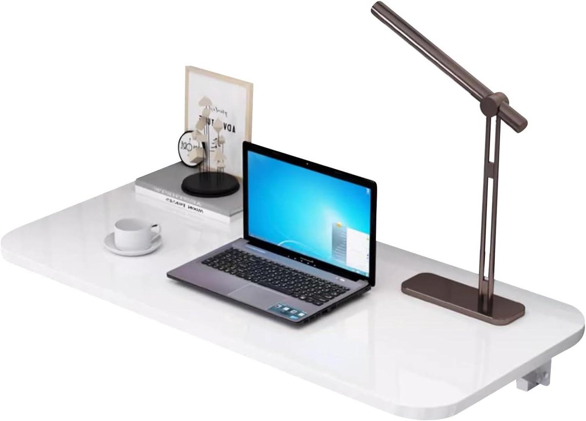 Inklapbare Wandtafel - Opvouwbaar Bureau - Ruimte Besparen - Massief Hout - 100 x 30 cm - Wit
