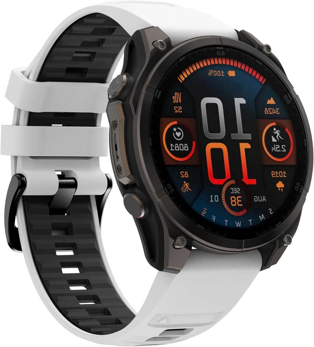 Garmin Forerunner Armband - Smartwatch Band - Sportactiviteiten - Tweekleurig Design - 22 mm - Wit Zwart