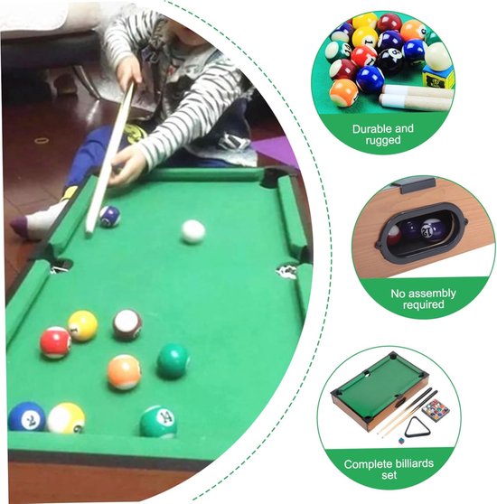 Mini Pooltafel - Biljart Spel - Entertainment Thuis - Compleet Spel - 25 x 35 cm - Groen van mini — afbeelding 4