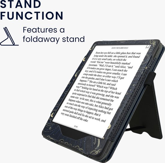 kwmobile e-reader hoesje geschikt voor Amazon Kindle Paperwhite (2024) / Colorsoft hoes - E reader flip case van kunstleer - Ereader cover met stand - Tarotkaart design in donkerblauw / geel / zwart — afbeelding 4