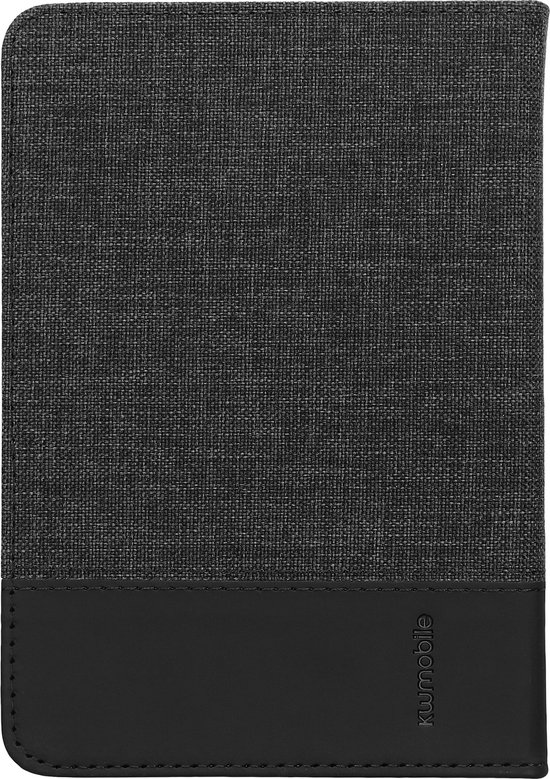 kwmobile hoes geschikt voor Pocketbook Touch Lux 3/Basic Lux/Basic Touch 2 - Canvas beschermhoes in antraciet / zwart - Voor e-reader van Merkloos — afbeelding 2