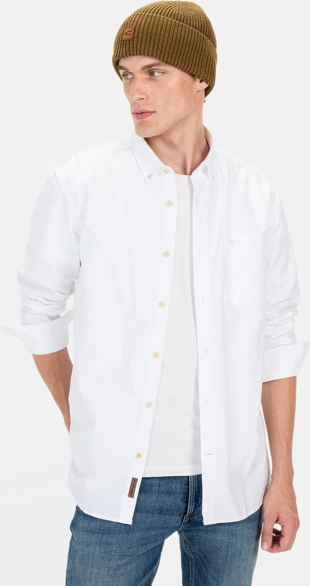 camel active Oxford overhemd van gecertificeerd organic cotton - Maat menswear-3XL - Wit