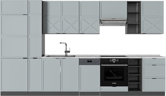 Cuistot Moderne : Kitchenette Fame-Line Par Vicco, Blanc, 355 Cm - Cuisine Intégrée