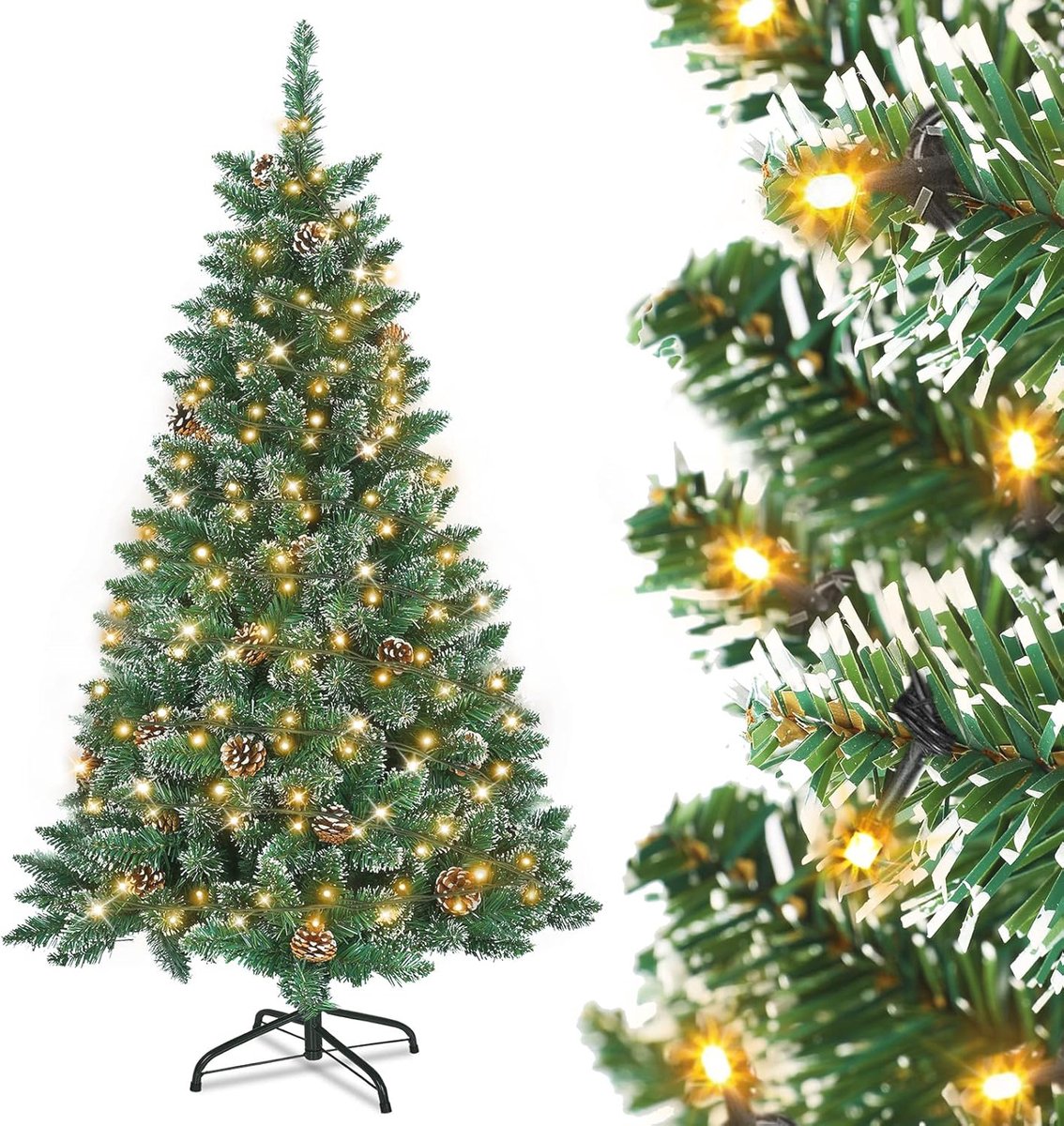 180cm PVC Kunstkerstboom met LED Verlichting en Sneeuweffect voor Kerstdecoratie