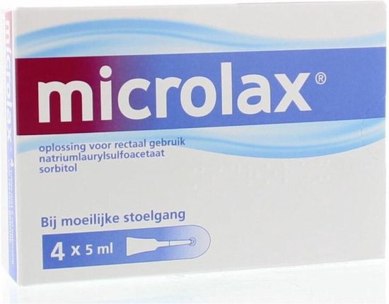 Microlax, oplossing voor rectaal gebruik, 4 x 5 ml, bij moeilijke stoelgang