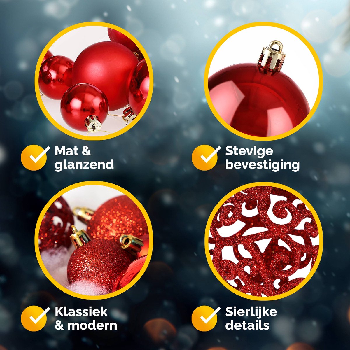Casaria Kerstballen 100 Stuks - Mat Glanzend - Ø 3 6 cm Rood – foto 2