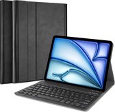 Cazy tablet Hoes met Toetsenbord geschikt voor iPad Air 11 inch (M4 2026 / M3 2025 / M2 2024) - QWERTY Bluetooth Keyboard Case - Zwart