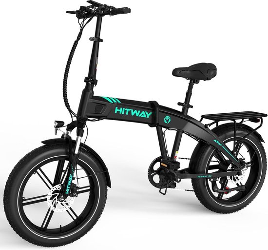 Hitway Elektrische Fiets BK36 - Trendy 20*4.0 Inch Fat Tire City Commuter EBike met Afneembare 48V 10.4Ah Lithium Batterij - Opvouwbaar Mountain E-Bike met 250W Motor - 7 Versnellingen - IP54 Waterdicht